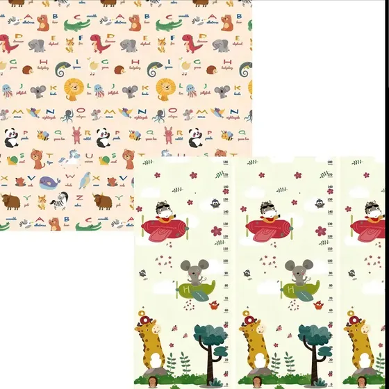 Alfombra Goma Eva Plegable Para Bebé / Play Mat Con Bolso Color Multicolor Animales-jirafa