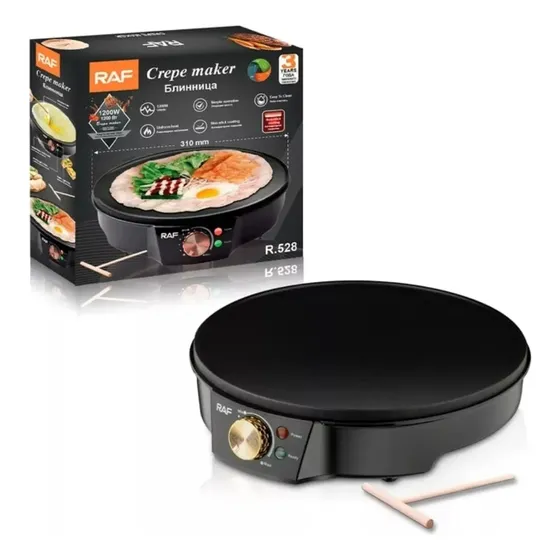 Crepera Eléctrica Raf R.528 de 31 cm con Superficie Antiadherente y Temperatura Regulable