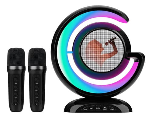 Altavoz Parlante Para Karaoke + 2 Micrófonos Bluetooth Ys110 Negro