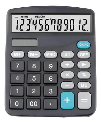 Calculadora 12 Dígitos Portátil De Escritorio Números Grande Negro