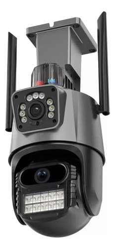 Cámara Vigilancia Wifi Exterior 2k 4mp Doble Lente Alarma Negro