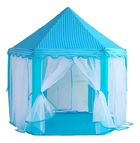 Carpa Infantil Castillo Portátil Niño Niña Con Mosquitero Celeste