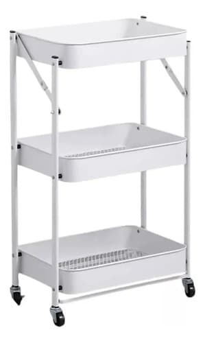 Carrito Plegable Organizador Estante Con Ruedas Blanco