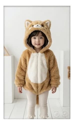 Chaqueta Abrigo Peludito De Animales Con Capucha Para Niños Gato Mandarin Standar
