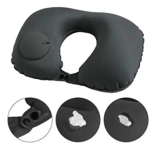 Cojín Almohada Para Viaje Inflable Para El Cuello Negro