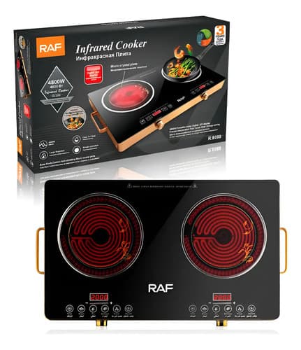 Encimera Eléctrica Infrarrojo De 2 Quemadores 4800w Negro