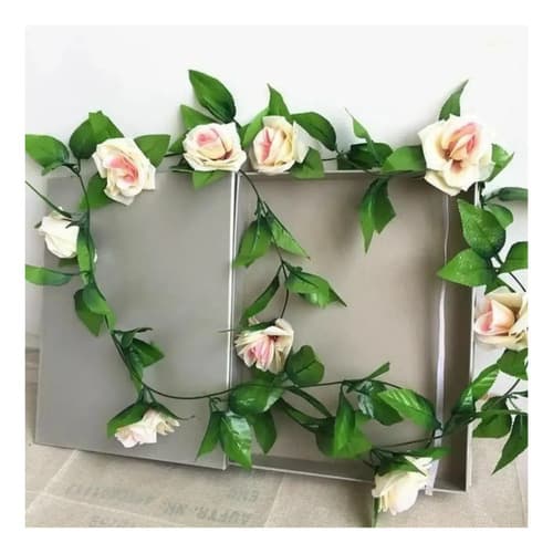 Enredadera De Rosa Flores Artificiales 2m Decoración Jaspeada