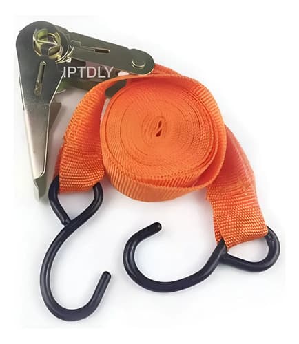 Eslinga Cinta Amarre Con Triquete Y Gancho 25mm 5mts Naranja