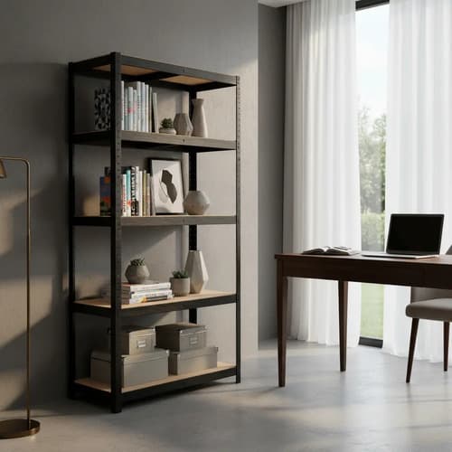 Estante Metalico Negro 5 Niveles Altura Ajustable 180x90x40 Negro
