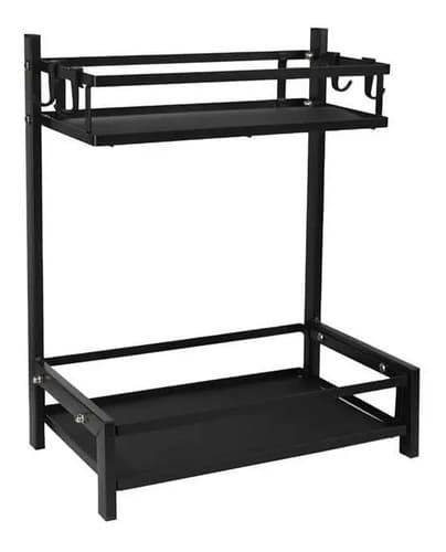 Estante Para Especies 2 Niveles Organizador Multifuncional Negro