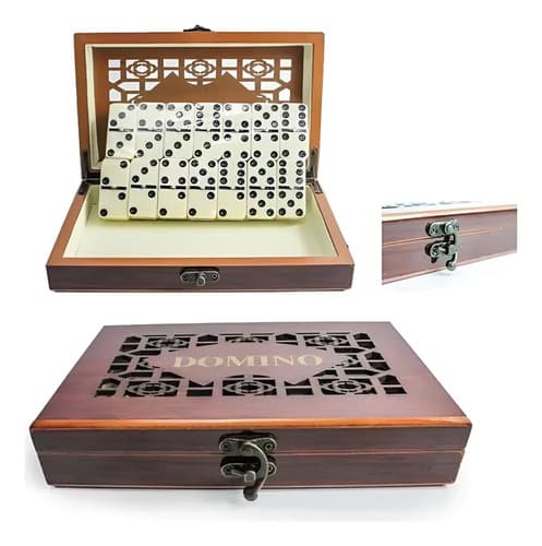 Juego De Dominó Grande Con Caja De Madera Diseño Deluxe