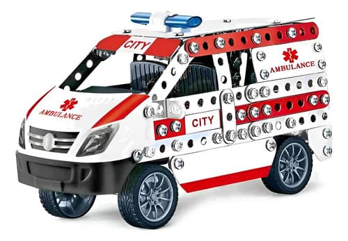 Juguete Ambulancia Armable Interactiva Para Niños Colección Metal