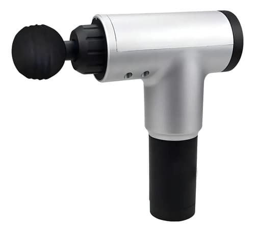Masajeador Muscular Pistola 4 Accesorios Fascial Gun Plateado/negro