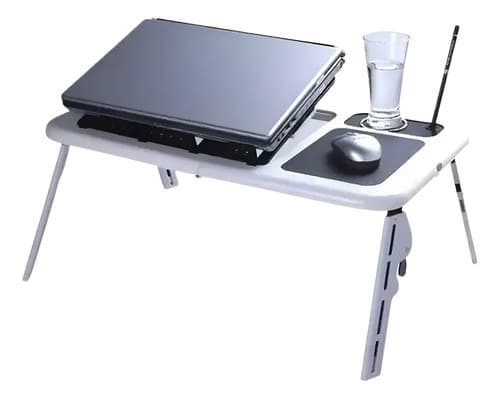 Mesa Portátil Para Notebook Con 2 Ventiladores Cooler Lapto Blanca