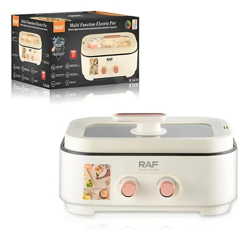 Olla Eléctrica Doble Bilis Multifuncional Raf R.5420 3l+3l Blanco 50/50hz
