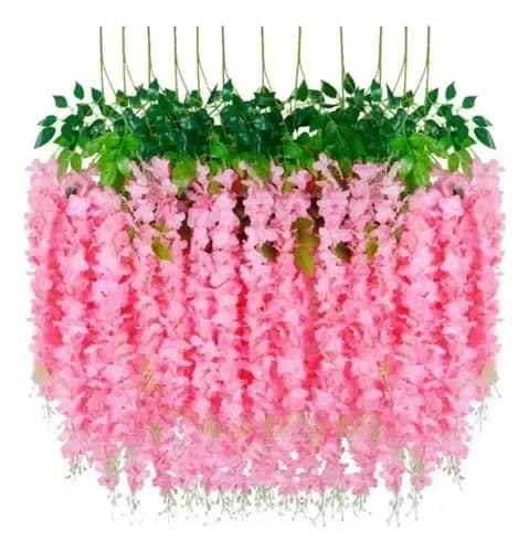 Pack De 12 Flores Artificiales Colgantes Decorativas Fucsia