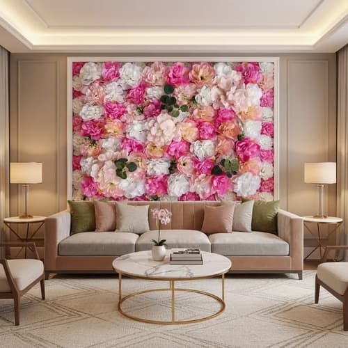 Pared De Flores Artificiales Oweru Panel Decorativo 60x40cm