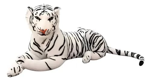 Peluche De Tigre Blanco 80 Cm Animales Kawaii Blanco