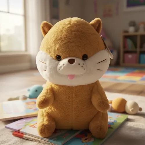 Peluche Hipopótamo León Gato Suave Felpa Beige Para Niños Gato