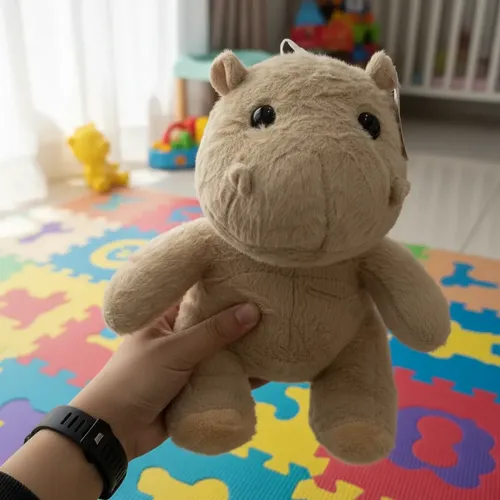 Peluche Hipopótamo León Gato Suave Felpa Beige Para Niños Hipopótamo