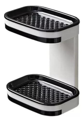 Porta Jabon Jabonera Doble Capa Adhesivo Baño Hogar Blanco