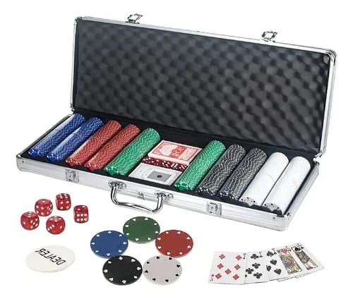 Set Poker Juego De Mesa 500 Fichas + Naipes, Dados + Maletín