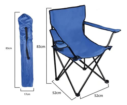 Silla Plegable De Camping Con Apoyabrazos Azul Y Bolso De Transporte